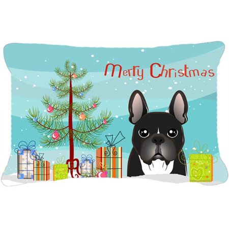 CAROLINES TREASURES Christmas Tree & French Bulldog Fabric Decorative Pillow CA78539